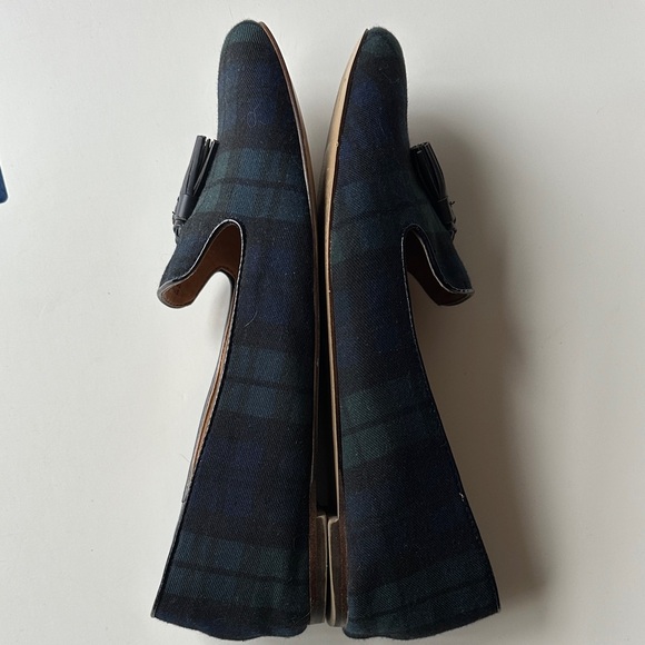 J Crew Tassel Plaid Slip-On Loafers in Dark Blue & Green - Picture 6 of 11